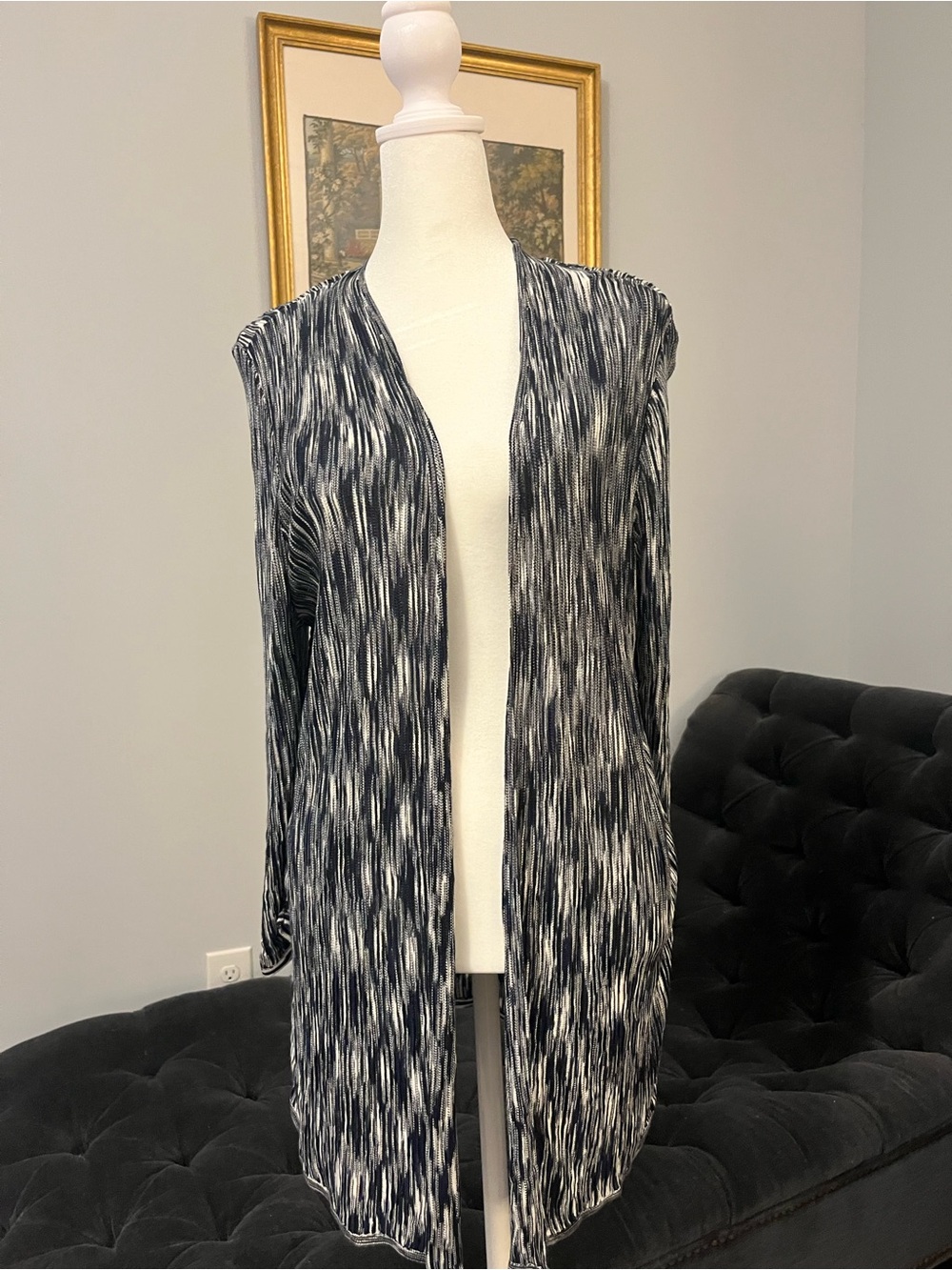 Chico's Easywear Striped Knit Top in Navy and White